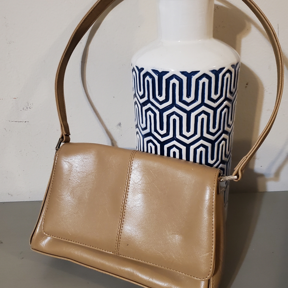 Y2k Tan Structured Shoulder Bag